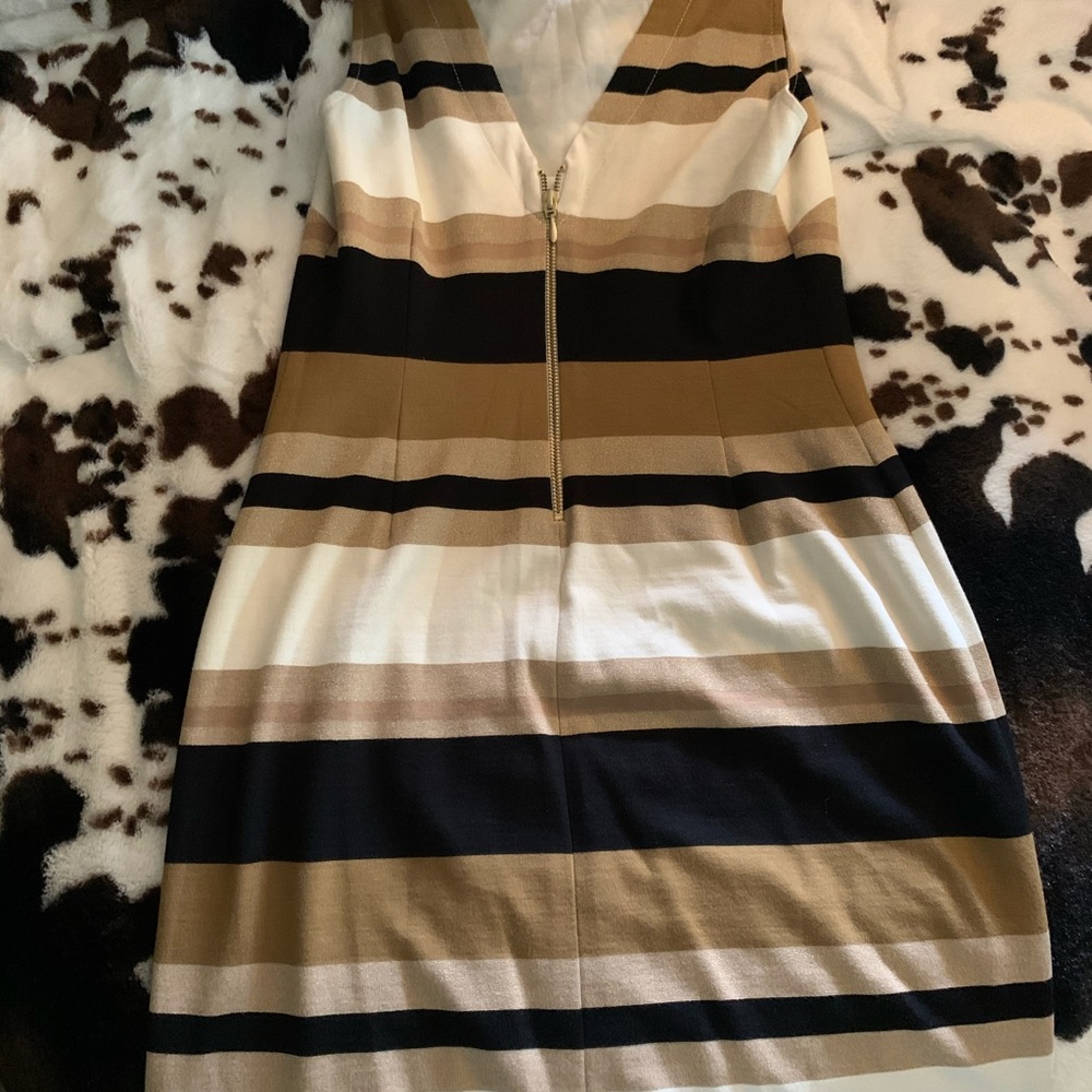 Banana republic. Black white and gold dress.